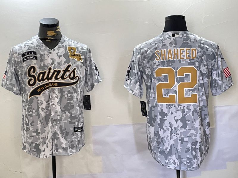 Men New Orleans Saints 22 Shaheed Nike Arctic Camo 2024 Salute to Service Limited NFL Jersey style 4